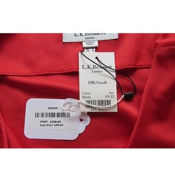 LK BENNETT Red Dress Pleated Long Sleeve - Picture 6 of 6